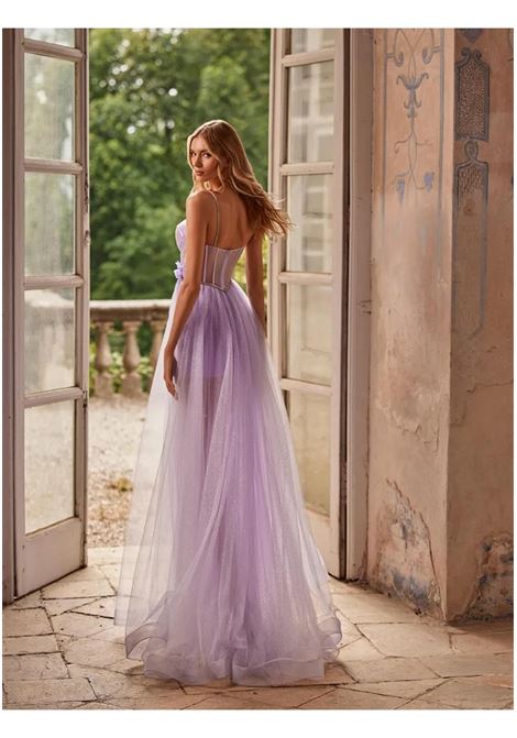 Abito lungo con spacco profondo Nicole Milano NICOLE | Abiti | NM22227 NM222BA1.412LILAC